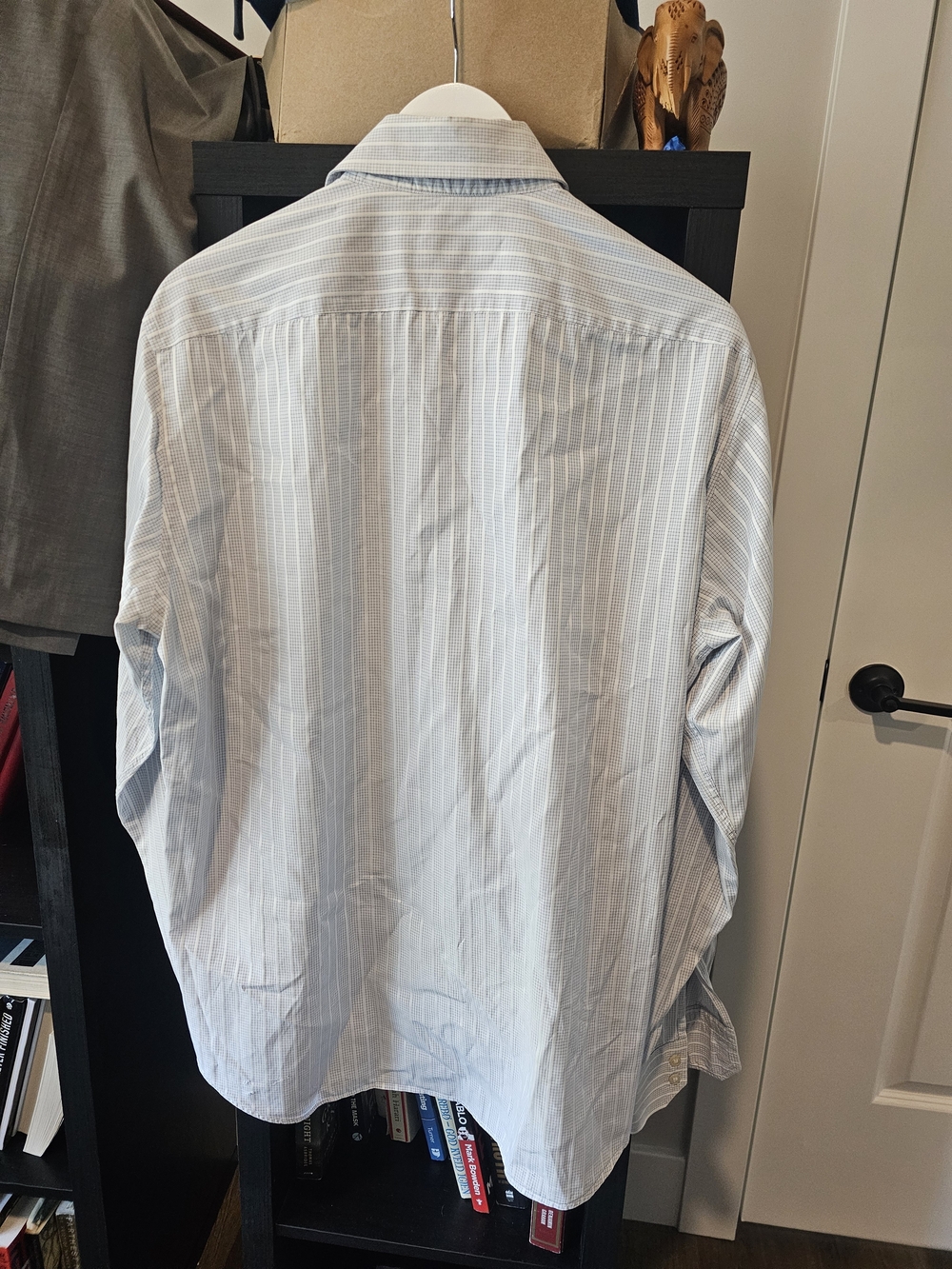 Boss Light Blue and White Pinstripe Dress Shirt